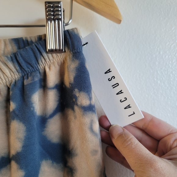 LACAUSA, Tie Dye Soft Fleece Sweatpants, Blue and Light Tan, Size Small - NWT - Picture 2 of 5
